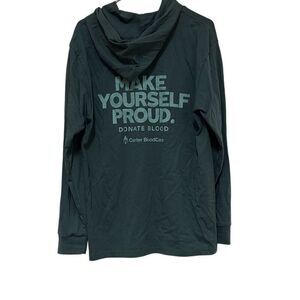 Carter Bloodcare Mens Large Army Green Lightweight Logo Hoodie Long Sleeves NWOT